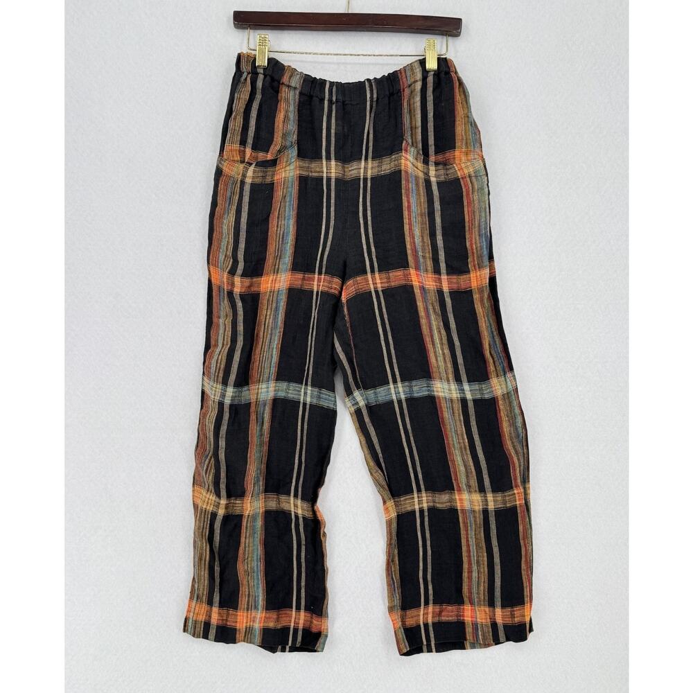 Vintage Dorothee Bis E&J Jacobson Brown Plaid Linen Crop Pants Sz FR 38 US 6